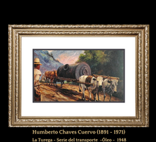 Humberto Chaves Cuervo (1891 - 1971)  La Turega - Serie del transporte  -Óleo -  1948